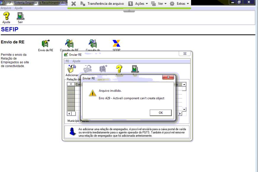 Solucionando Erro 429 ActiveX ao Enviar RE SEFIP CNS – Blog ClaytoNet